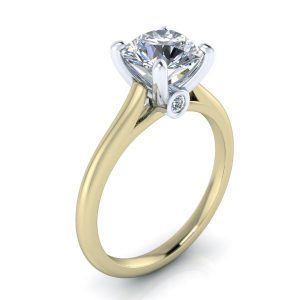 Alternative view of Two Tone Moissanite Engagement Ring and Band #GTJ3860-round-yw-fo