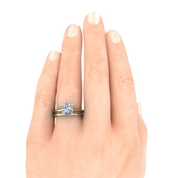 Two Tone Moissanite Engagement Ring and Band #GTJ3860-round-yw-fo - Image 7