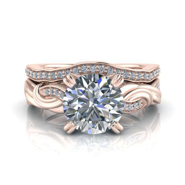 Image - Custom Rose Gold Diamond Wedding Band #GTJ1146-round-r-set-2