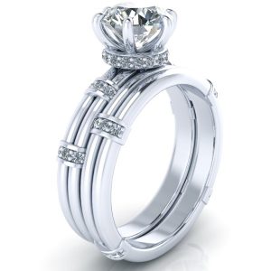 Alternative view of Matching Platinum and Diamond Wedding Ring #GTJ3771-plat-wb-v3