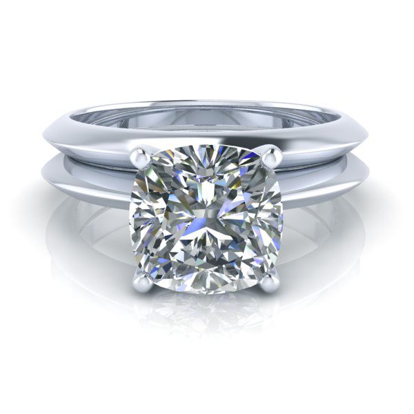 Image - Knife Edge Wedding Band #GTJ3839-cushion-w-wb