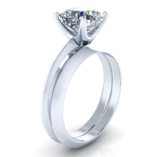 Matching Knife Edge Wedding Ring #GTJ3839-cushion-w-wb - Image 2