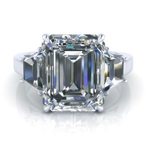Image - Custom Emerald Cut Moissanite Ring #GTJ3861-emerald-fo-w