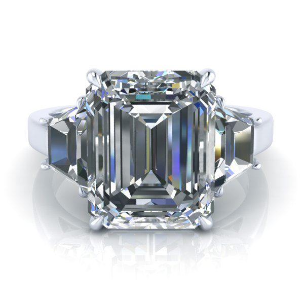 Image - Custom Emerald Cut Moissanite Ring #GTJ3861-emerald-fo-w