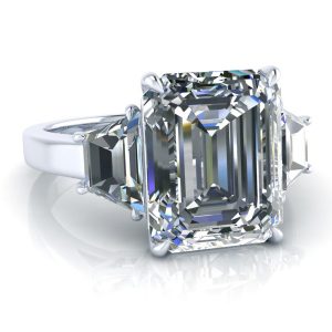 Alternative view of Custom Emerald Cut Moissanite Ring #GTJ3861-emerald-fo-w