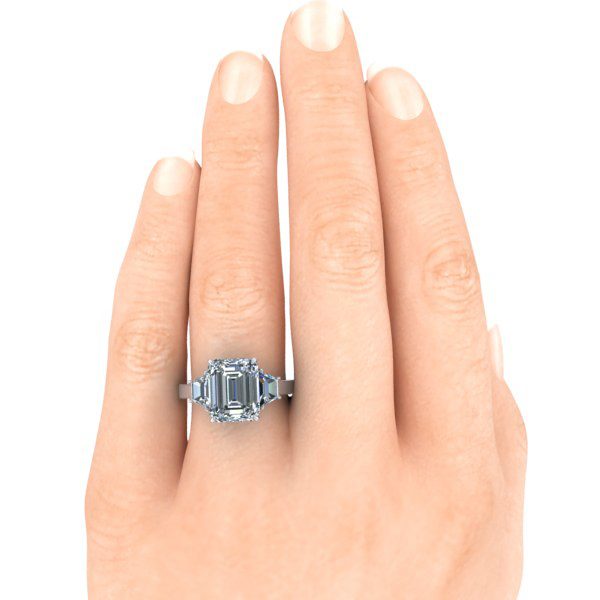 Custom Emerald Cut Moissanite Ring #GTJ3861-emerald-fo-w - Image 5