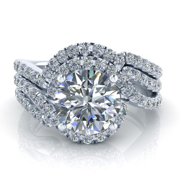 Image - Matching Contour Diamond Wedding Band #GTJ3796-set-w-1