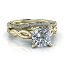 Alternative view of Matching Yellow Gold Wedding Ring #GTJ1173-cushion-yellow-dwb