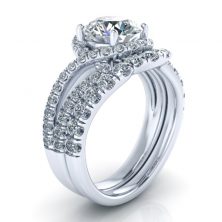 Alternative view of Matching Diamond Wedding Band #GTJ3796-round-w-wb-v2