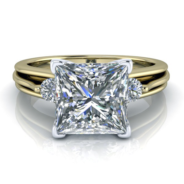 Custom Princess Cut Moissanite Ring #GTJ3873-princess-fo-w | Gerry The