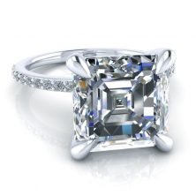 Alternative view of Asscher Cut Moissanite Engagement Ring #GTJ1138-asscher-fo-9.5mm-w