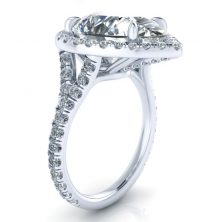 Alternative view of Pear Shaped Moissanite Halo Ring Set #GTJ3698-pear-fo-set-w