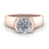 Rose Gold Half Bezel Moissanite Ring #GTJ3863-round-fo-r Image - Rose Gold Half Bezel Moissanite Ring #GTJ3863-round-fo-r