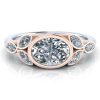 Rose Gold and Platinum Oval and Marquise Bezel Ring #GTJ3891-oval-rw Image - Rose Gold and Platinum Oval and Marquise Bezel Ring #GTJ3891-oval-rw