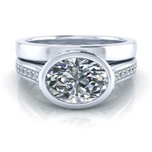 Image - White Gold Matching Wedding Band #GTJ1100-oval-w-pwb