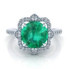 Image - Lab Grown Emerald Ring #GTJ3894-round-emer-w
