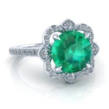 Alternative view of Lab Grown Emerald Vintage Ring #GTJ3894-round-emer-w