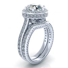 Alternative view of Matching Diamond Wedding Band #GTJ3825-round-w-dwb
