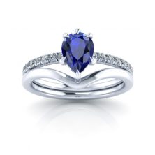 Alternative view of Platinum Pear Shaped Sapphire Bridal Set #GTJ3898-pear-w-set