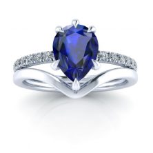 Alternative view of Platinum Pear Shaped Sapphire Bridal Set #GTJ3898-pear-w-set-2