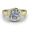 Image - Yellow Gold Bezel Set Moissanite Ring #GTJ3900-round-fo-y