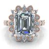 Rose Gold Vintage Emerald Cut Moissanite Ring #GTJ1300-emerald-fo-r Image on white background of Rose Gold Vintage Emerald Cut Moissanite Ring #GTJ1300-emerald-fo-r