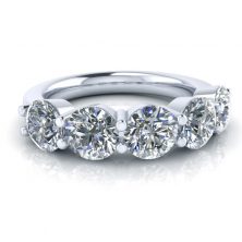 Alternative view of 5 Stone Platinum Moissanite Ring #GTJ7002-round-fo-w