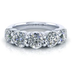Image of Custom 5 Stone Moissanite Ring in Platinum #GTJ3901-round-fo-w