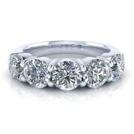 Image of Custom 5 Stone Moissanite Ring in Platinum #GTJ3901-round-fo-w