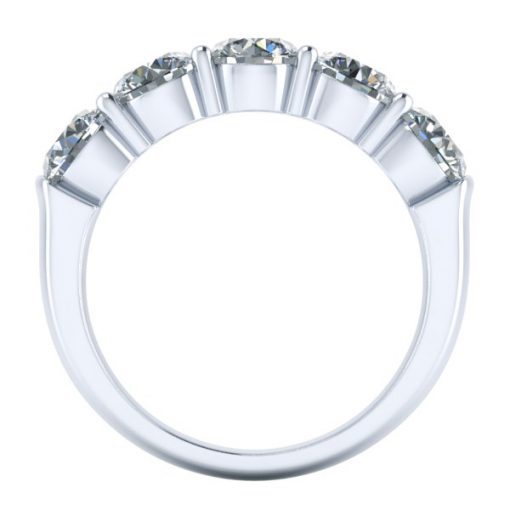 Custom 5 Stone Platinum Moissanite Ring #GTJ3901-round-fo-w - Image 4