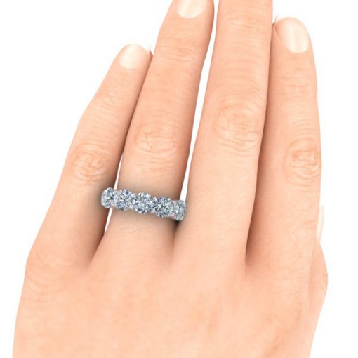 Custom 5 Stone Platinum Moissanite Ring #GTJ3901-round-fo-w - Image 6
