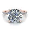 Rose Gold Under Halo Moissanite Ring GTJ3903-round-fo-r Image - Rose Gold Under Halo Moissanite Ring GTJ3903-round-fo-r