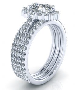 Pear Shaped Halo Moissanite Ring #GTJ3913-pear-fo-w-v2 - Image 12