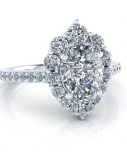 Pear Shaped Halo Moissanite Ring #GTJ3913-pear-fo-w-v2 - Image 4