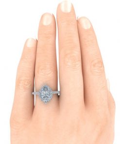 Pear Shaped Halo Moissanite Ring #GTJ3913-pear-fo-w-v2 - Image 5