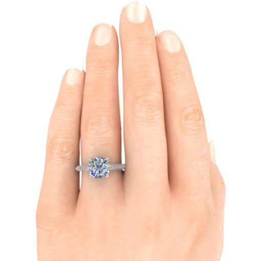Cushion Cut Moissanite Engagement Ring #GTJ3911-cushion-fo-w - Image 5
