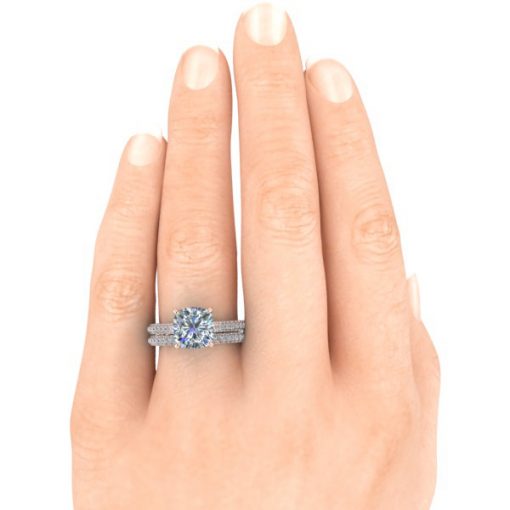 Cushion Cut Moissanite Engagement Ring #GTJ3911-cushion-fo-w - Image 9