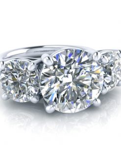 5 Carat Three Stone Moissanite Ring #GTJ953-round-fo-w-9.5mm | Gerry The Jeweler 5 Carat Three Stone Moissanite Ring #GTJ953-round-fo-w-9.5mm - Image 4