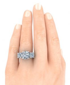 5 Carat Three Stone Moissanite Ring #GTJ953-round-fo-w-9.5mm | Gerry The Jeweler 5 Carat Three Stone Moissanite Ring #GTJ953-round-fo-w-9.5mm - Image 5