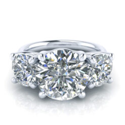 4.60 Carat Three Stone Moissanite Ring #GTJ953-round-fo-w-9.0mm