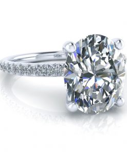 French Set Oval Moissanite Engagement Ring #GTJ3921-oval-fo-w - Image 2
