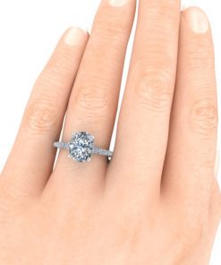 French Set Oval Moissanite Engagement Ring #GTJ3921-oval-fo-w - Image 6