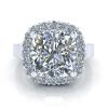 Image - Cushion Cut Halo Moissanite Ring #GTJ3927-cushion-fo-w