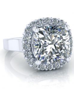 Cushion Cut Halo Moissanite Ring #GTJ3927-cushion-fo-w - Image 3