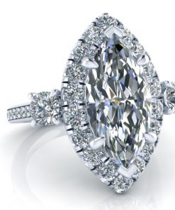 Marquise Cut Moissanite Halo Engagement Ring #GTJ3930-marquise-fo-w - Image 4