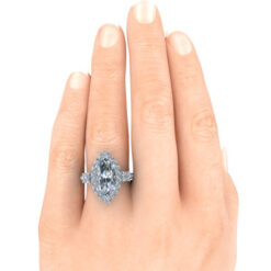 Marquise Cut Moissanite Halo Engagement Ring #GTJ3930-marquise-fo-w - Image 5