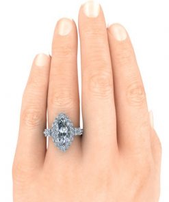 Marquise Cut Moissanite Halo Engagement Ring #GTJ3930-marquise-fo-w - Image 5