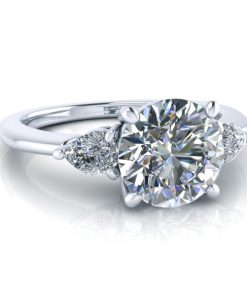 Round Cut Moissanite Three-Stone Engagement Ring #GTJ1166-round-fo-w - Image 4