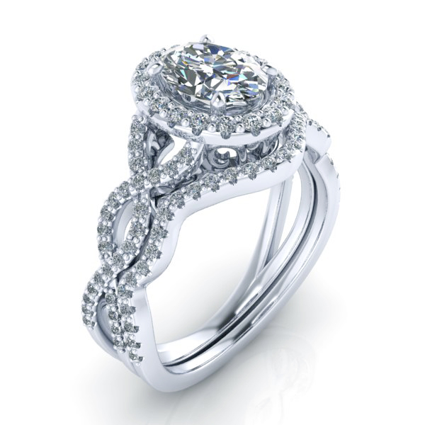 Image - Matching Contour Diamond Wedding Ring #GTJ1159-oval-dwb-w