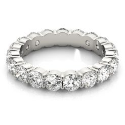 14k White Gold Moissanite Eternity Shared Prongs GTJ7005 round fo w 2 | Gerry The Jeweler